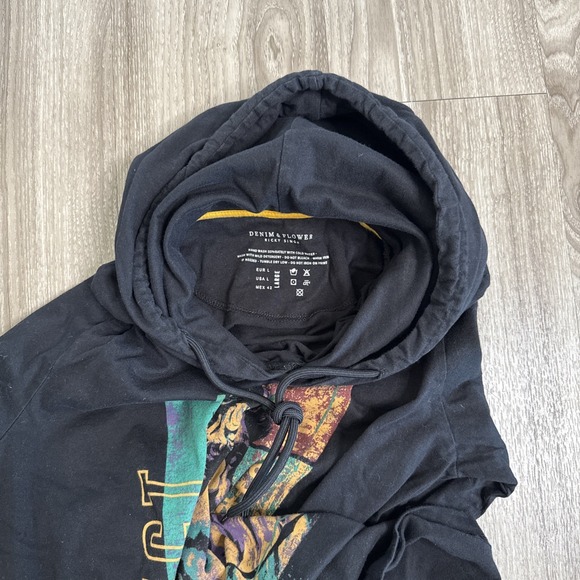 Denim Flower Ricky Singh Hoodie Mens Large Black Graphic Print Virtual Instinct - Picture 3 of 13